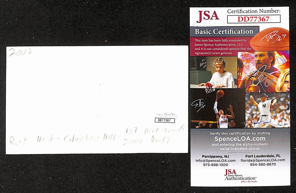 Rick Nash Signed/Autographed 3x5 Index Card Columbus Blue Jackets JSA BA205518
