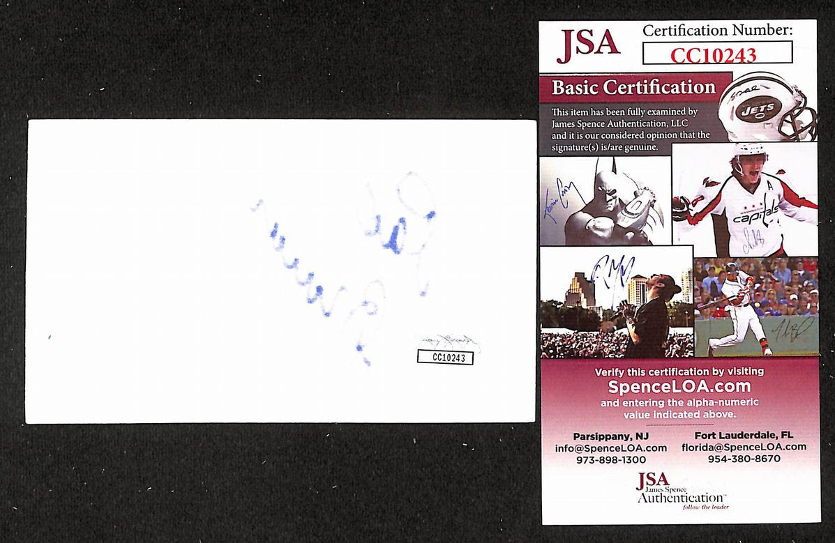 Carl Brewer Signed/Autographed 3x5 Index Card Red Wings Blues JSA BA205533