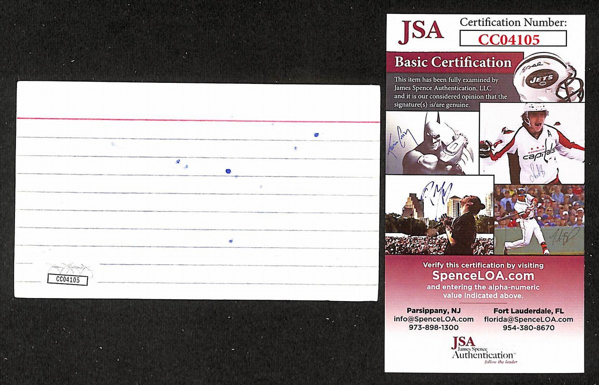 Braden Holtby Signed/Autographed 3x5 Index Card Washington Capitals JSA BA205537