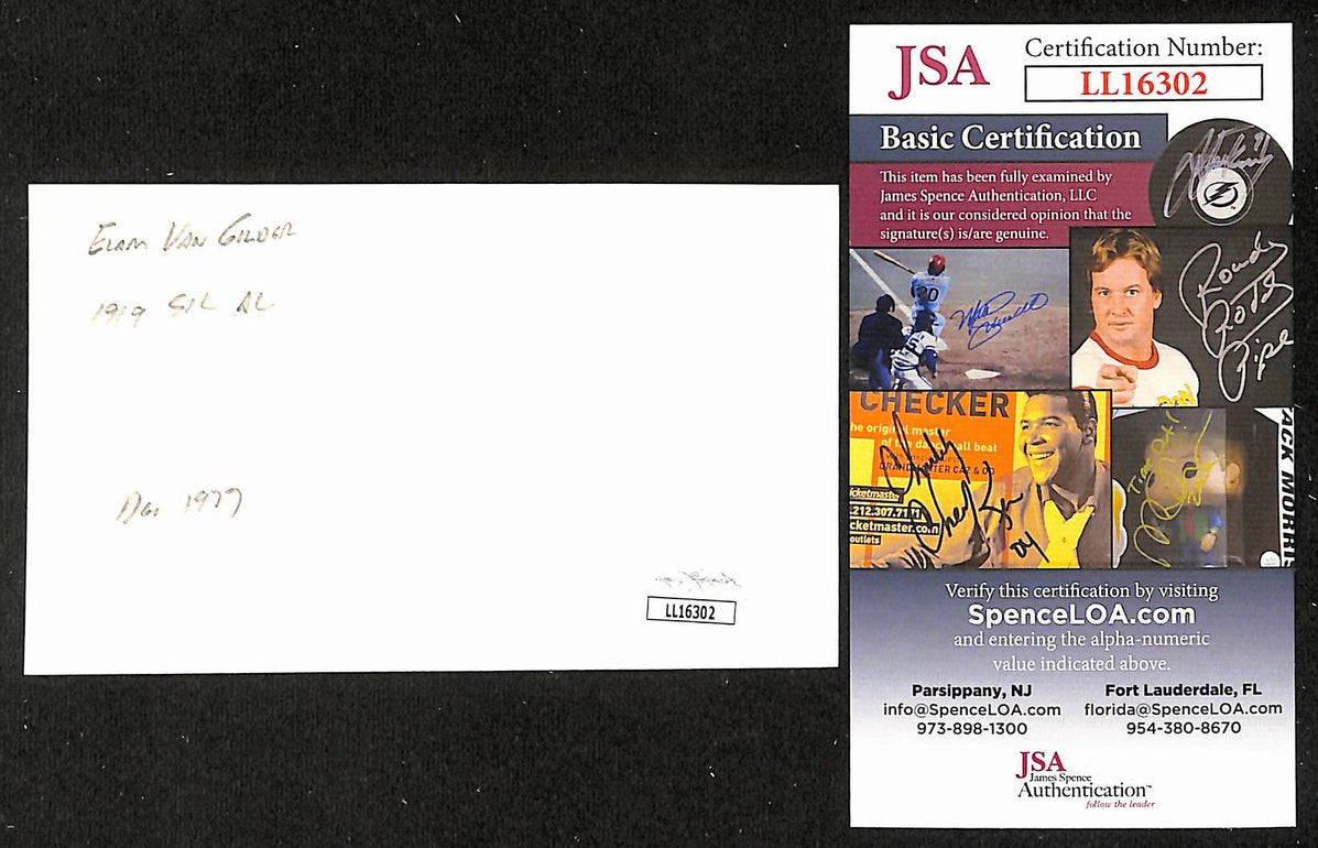 Elam Vangilder Signed/Autographed 3x5 Index Card St. Louis Browns JSA BA205579