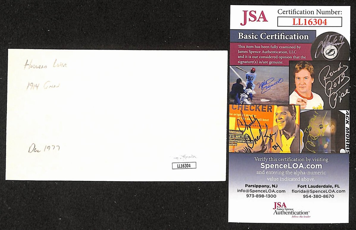 Howard Lohr Signed/Autographed 3x5 Index Card Reds Indians JSA BA205580