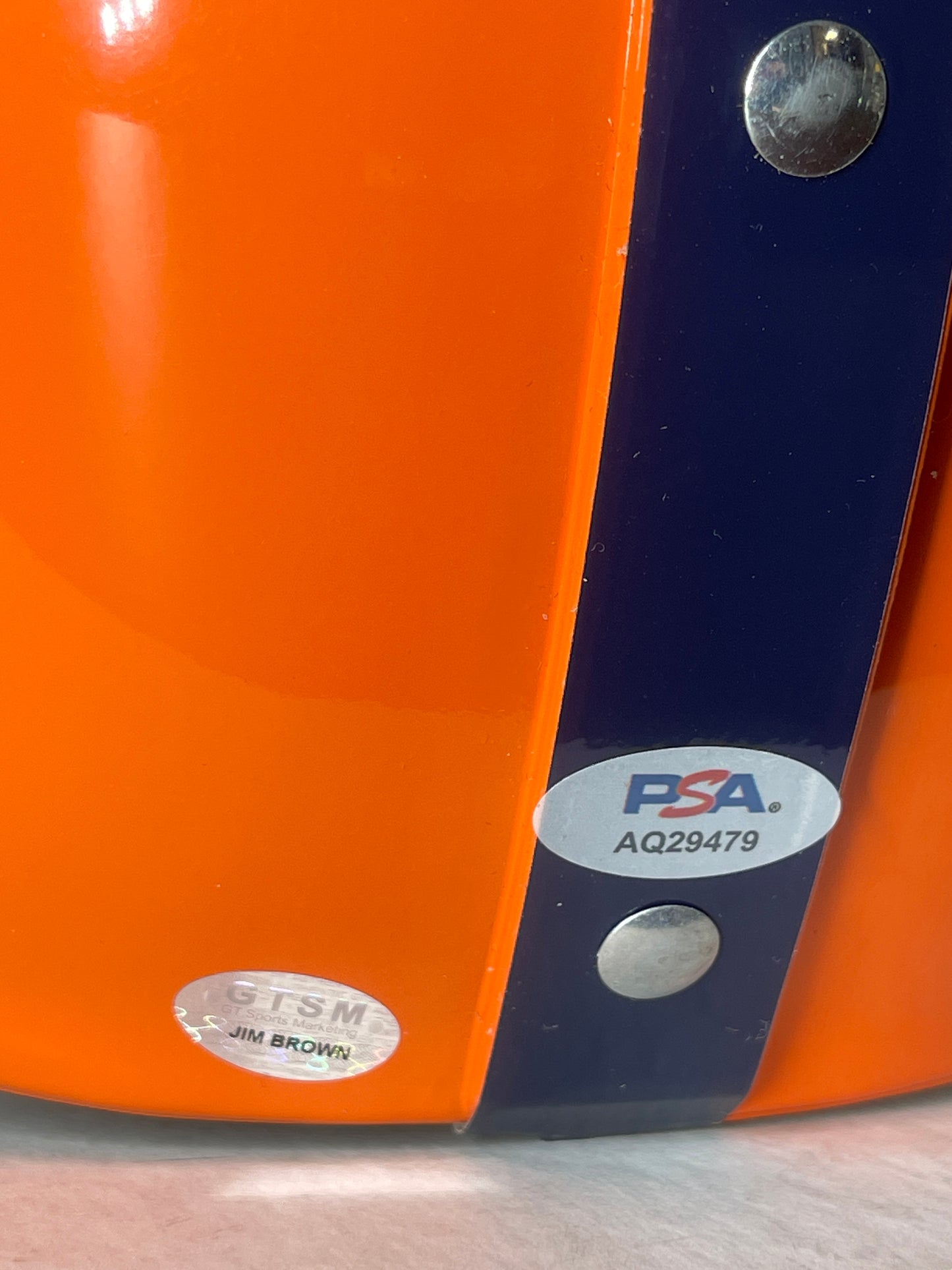 Jim Brown HOF Signed/Inscr RK4 Full Size Orange Throwback Helmet PSA/DNA 205133