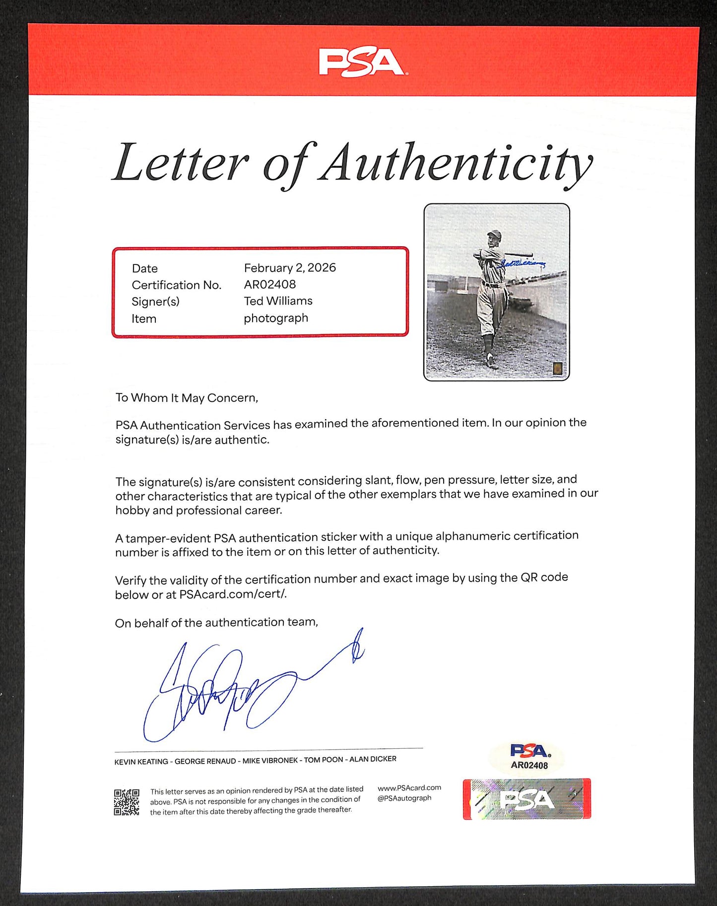 Ted Williams HOF Signed/Autographed 16x20 Photo Boston Red Sox PSA/DNA 205663