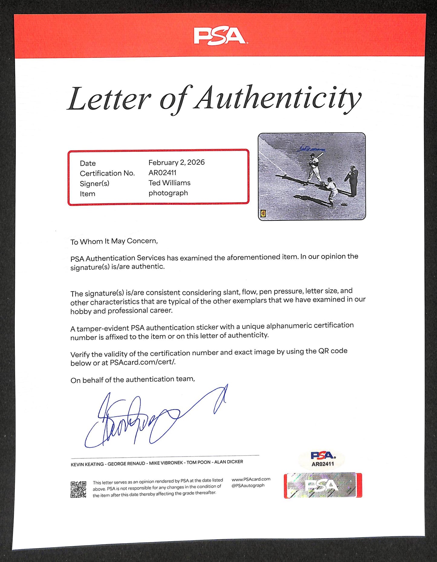 Ted Williams HOF Signed/Autographed 16x20 Photo Boston Red Sox PSA/DNA 205666