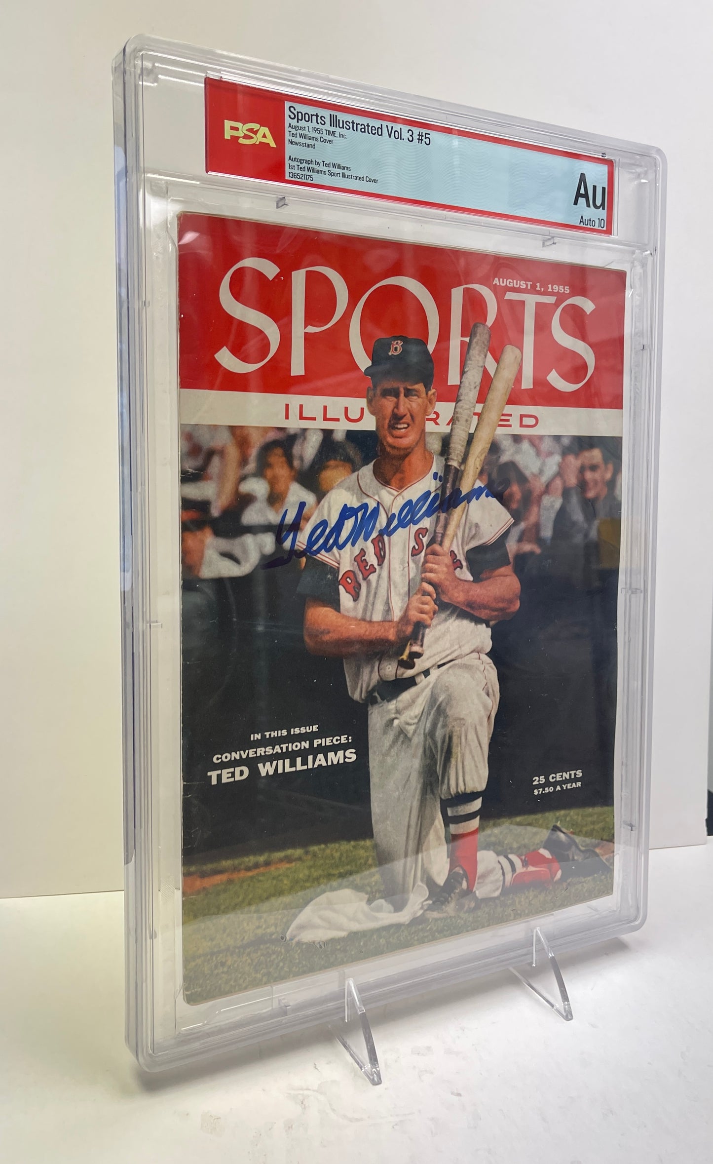 Ted Williams HOF Signed 1955 SPORT Magazine NO LABEL AUTO 10 PSA/DNA 206048