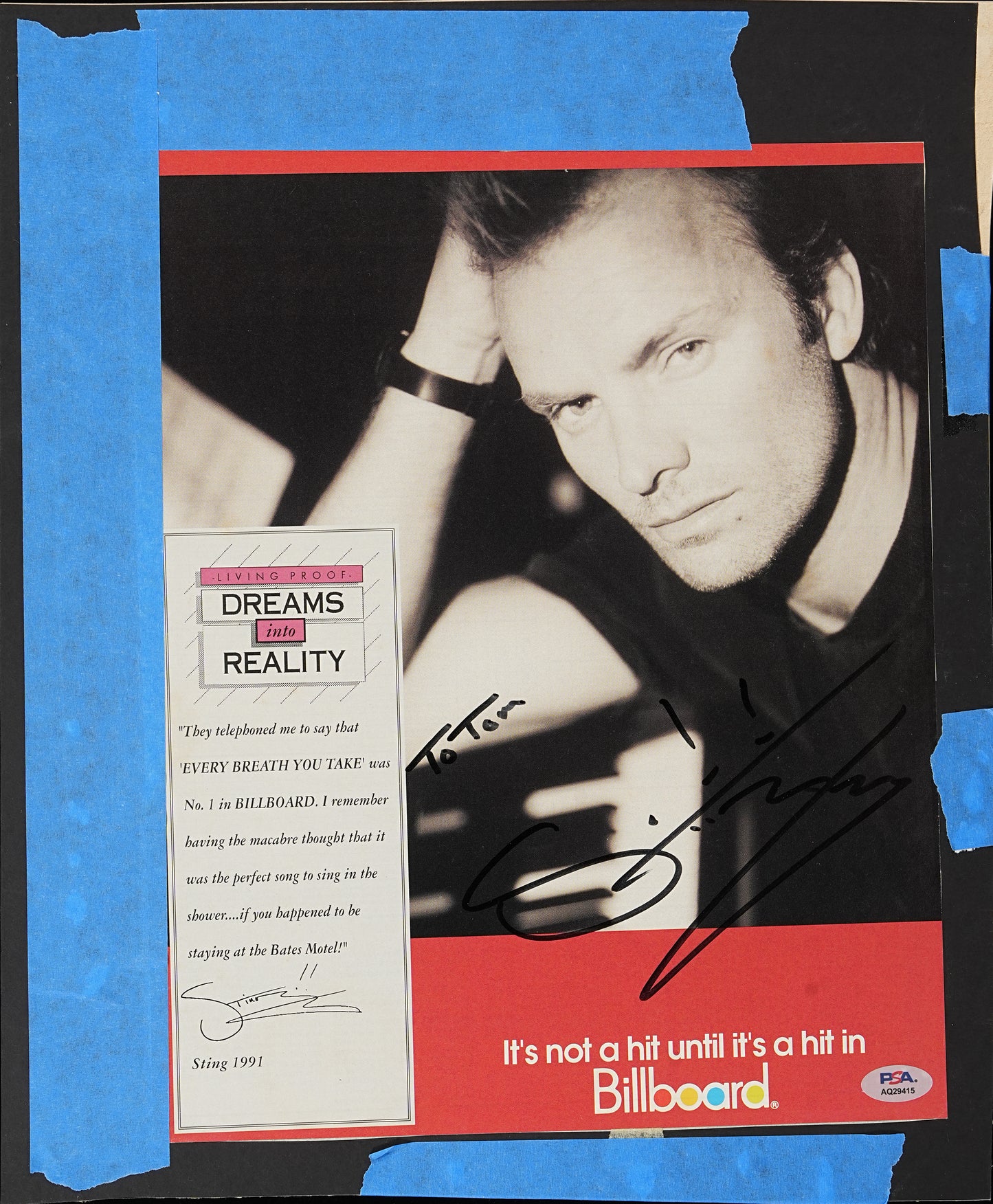 STING Signed/Inscribed 11x14 Billboard Magazine Photo PSA/DNA 205154