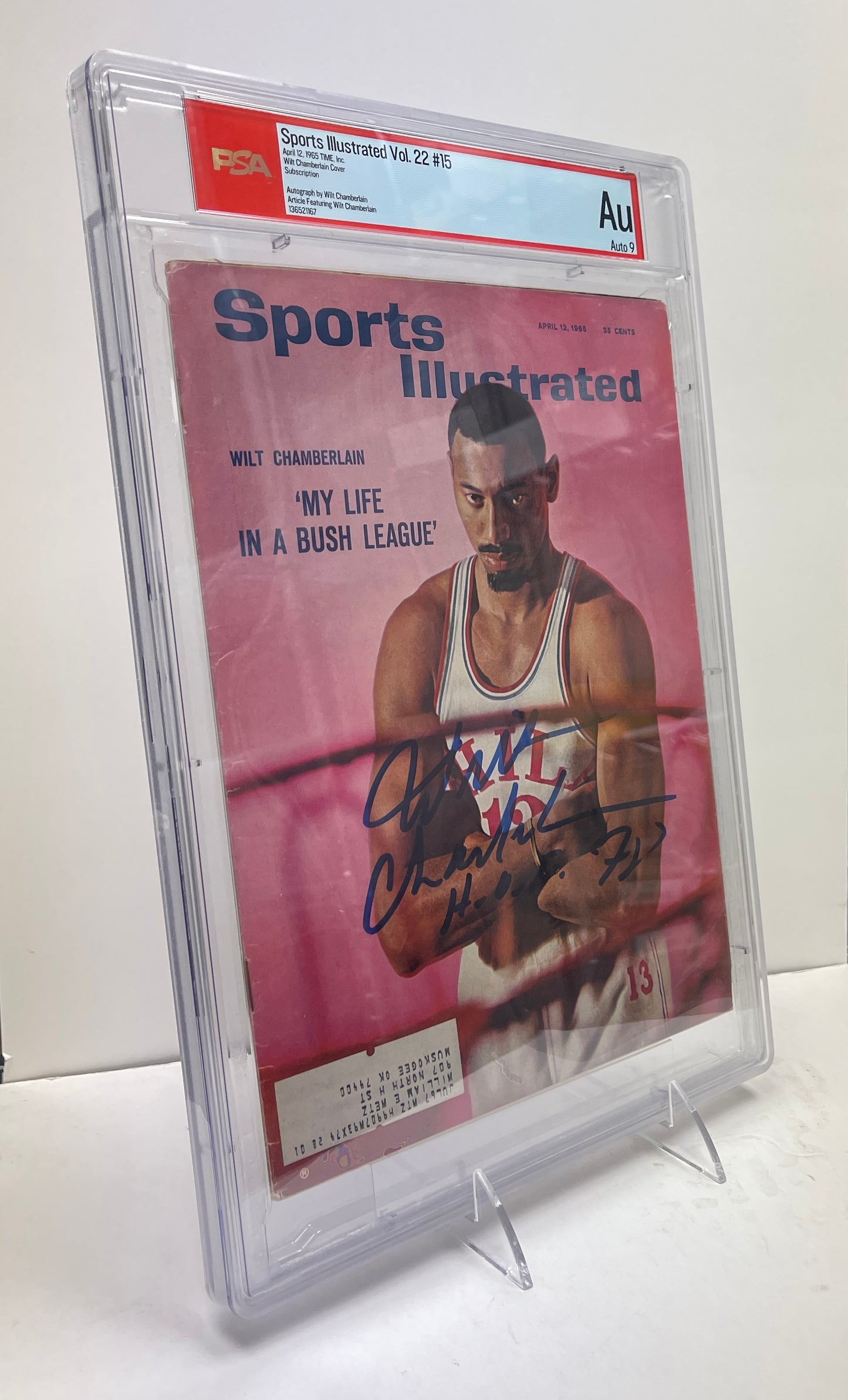 Wilt Chamberlain Signed 1965 Sports Illustrated Magazine AUTO 9 PSA/DNA 206076