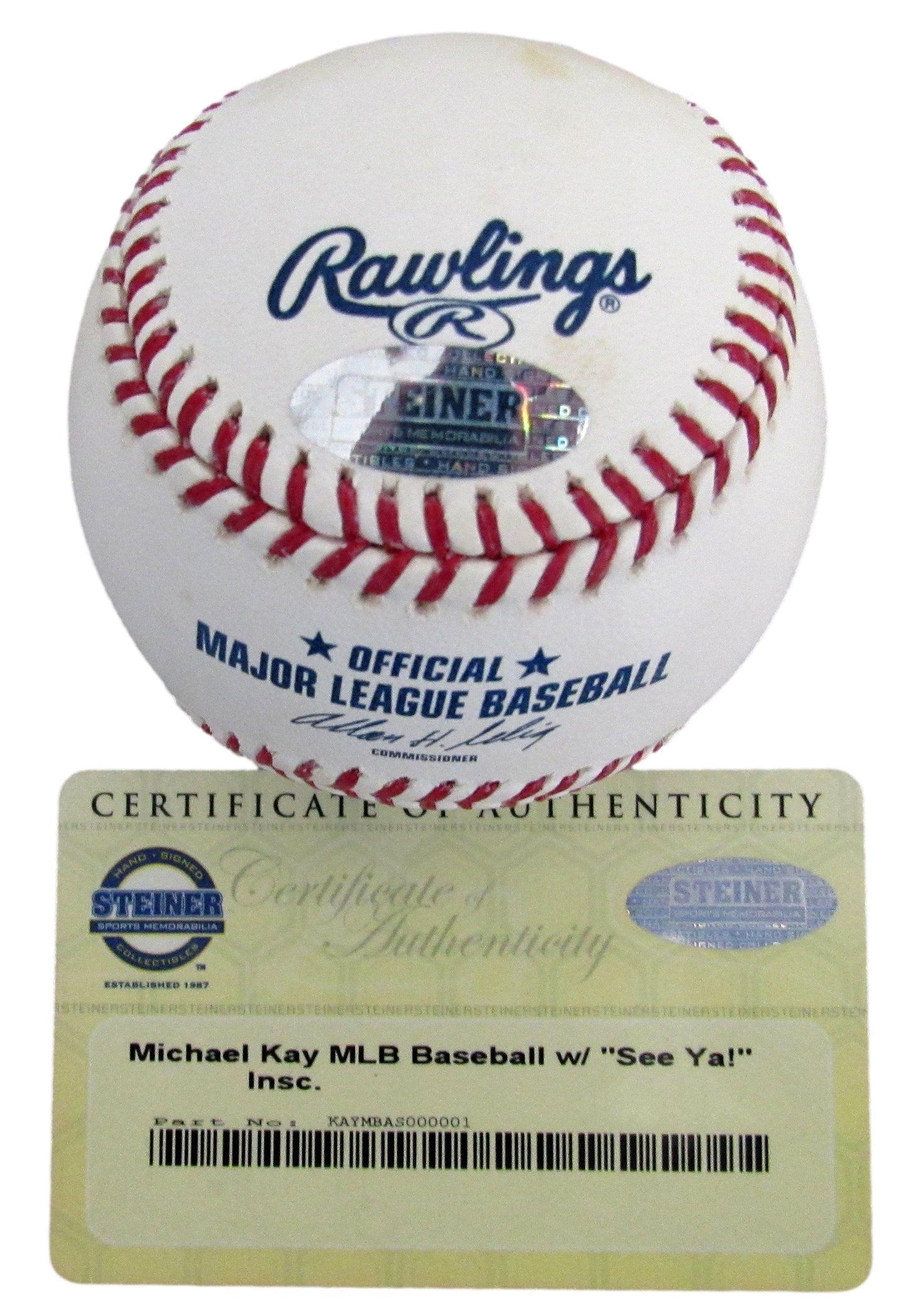 Michael Kay Yankees Announcer Signed/Inscribed OML Baseball Steiner 207762