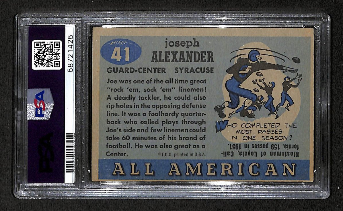 Joe Alexander 1955 Topps All-American Card # 41 Syracuse PSA 4 BA207578