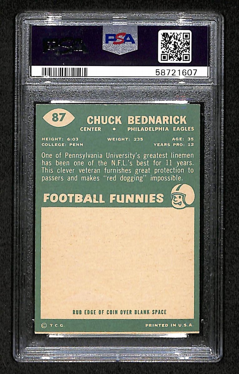 Chuck Bednarik 1960 Topps Card # 87 Philadelphia Eagles PSA 6 BA207583