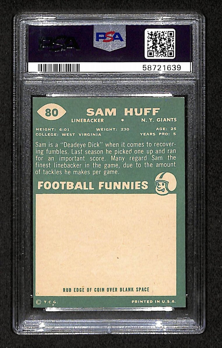 Sam Huff 1960 Topps Card # 80 New York Giants PSA 7 BA207592