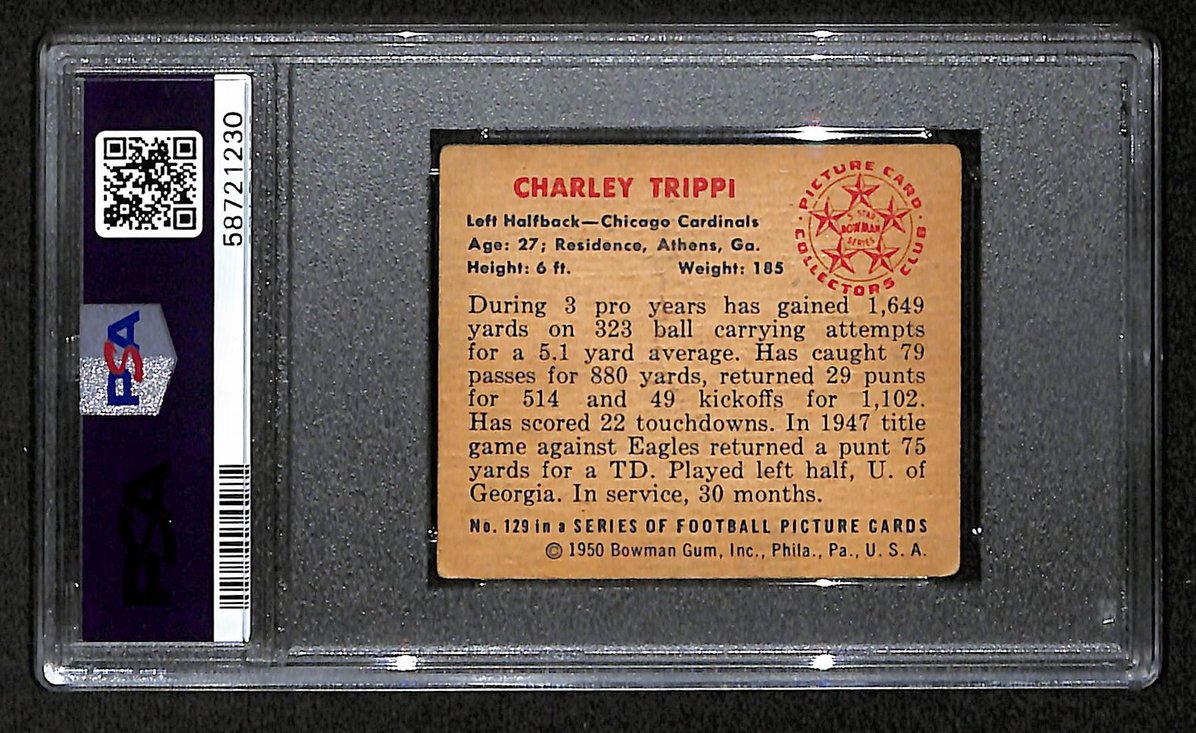 Charley Trippi 1950 Bowman Card # 129 Chicago Cardinals PSA 2 BA207594