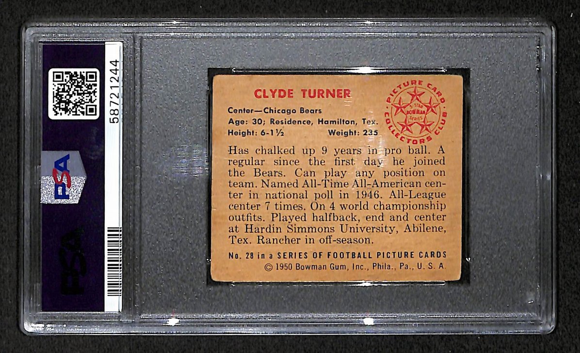 Bulldog Turner 1950 Bowman Card # 28 Chicago Bears PSA 1.5 BA207595