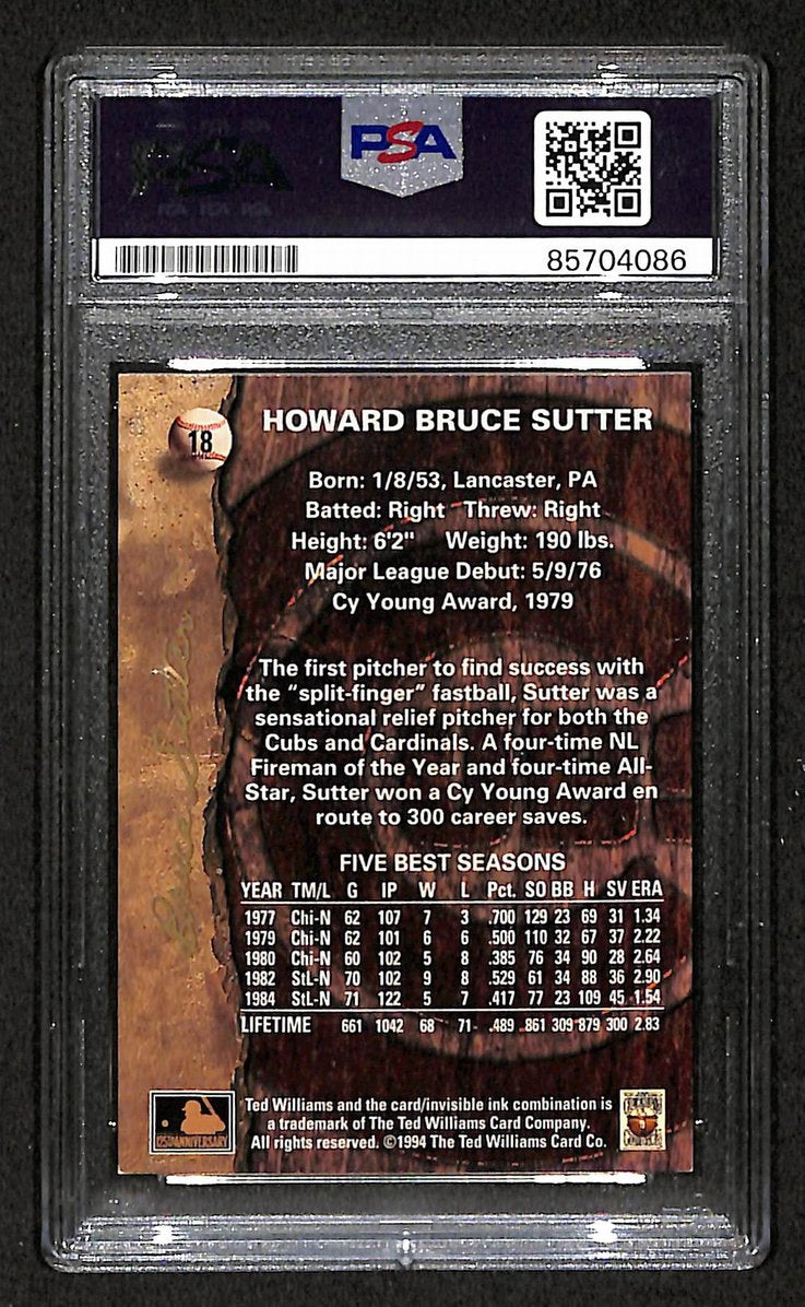 Bruce Sutter 1994 Ted Williams Autographed/Signed Card # 18 PSA/DNA BA207513