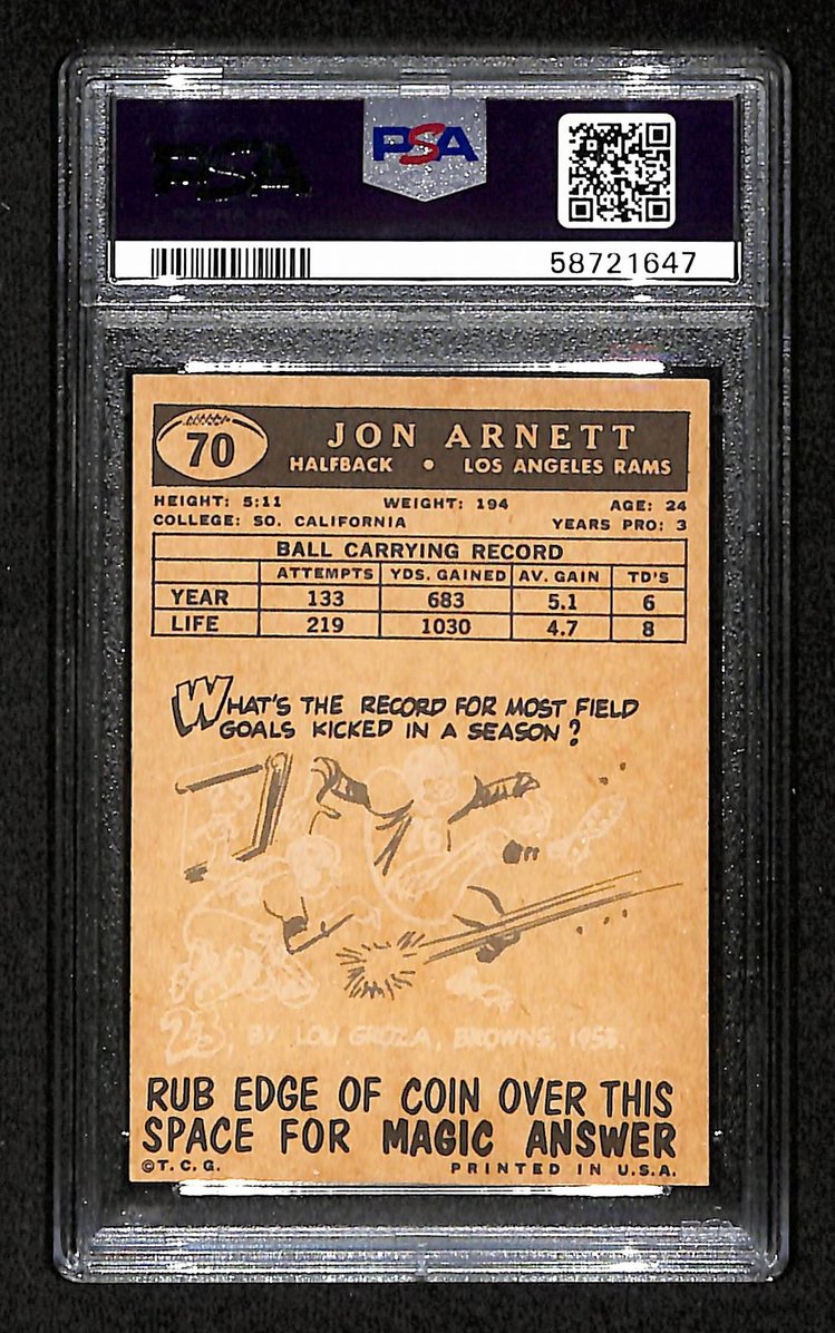 Jon Arnett 1959 Topps Card # 70 Los Angeles Rams PSA 6 BA205021