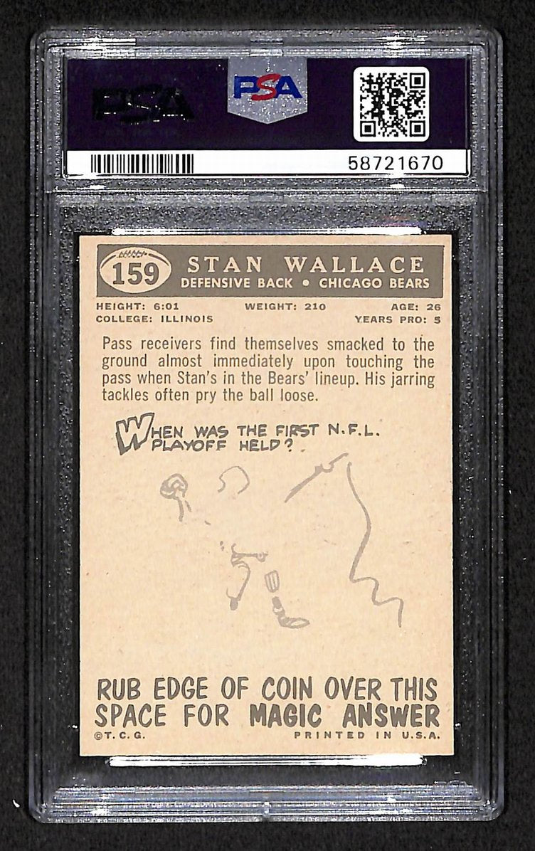 Stan Wallace 1959 Topps Card # 159 Chicago Bears PSA 7 BA205031