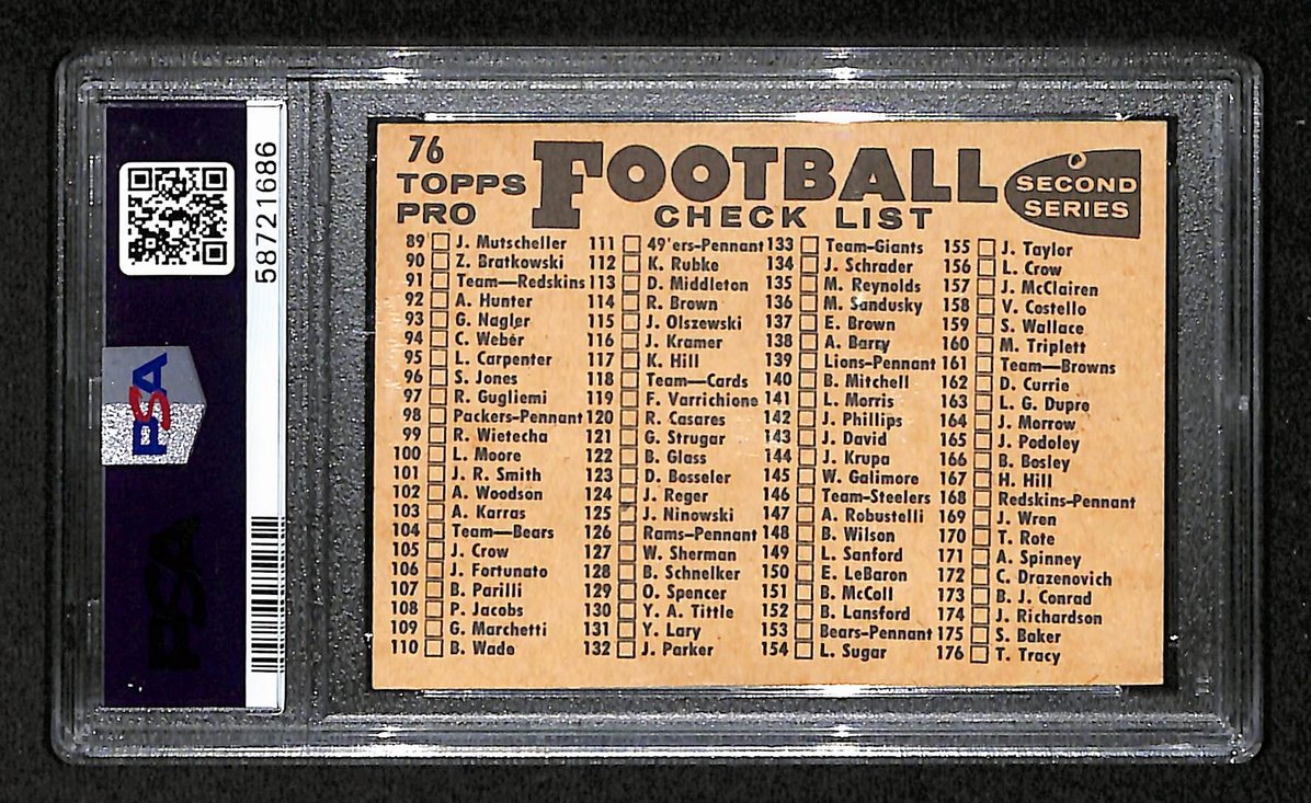 Los Angeles Rams 1959 Topps Card # 76 PSA 5 BA205040