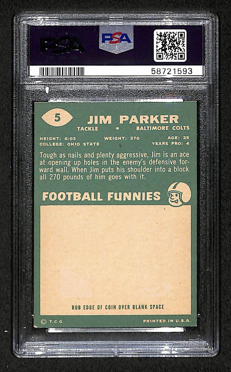 Jim Parker 1960 Topps Card # 5 Baltimore Colts PSA 5 BA205042