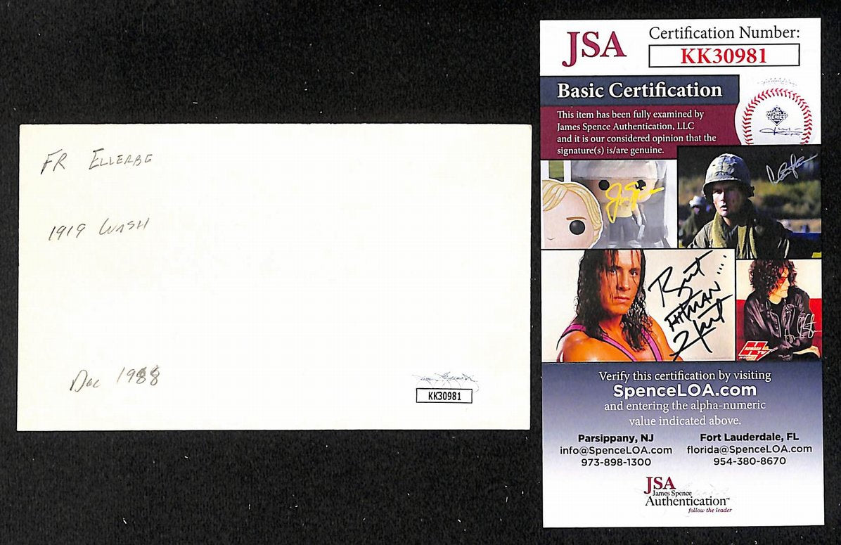 Frank Ellerbe Senators Autographed/Signed 3x5 Index Card JSA BA205725