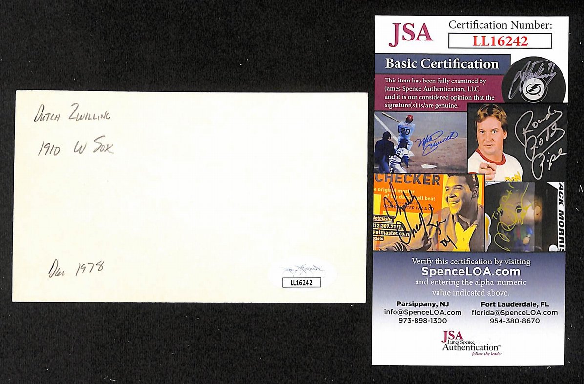 Dutch Zwilling Cubs Autographed/Signed 3x5 Index Card JSA BA207666