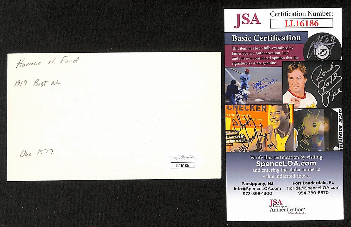 Horace Ford Phillies Autographed/Signed 3x5 Index Card JSA BA207700