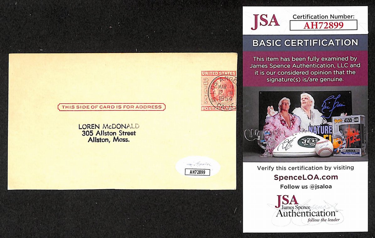 Jack Warner Giants Autographed/Signed 3x5 GPC Postcard JSA BA205786