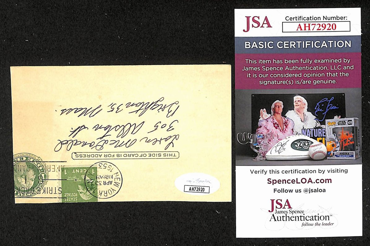 Jim Greengrass Phillies Autographed/Signed 3x5 GPC Postcard JSA BA205790