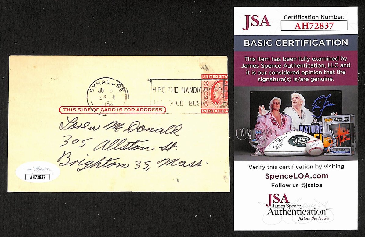 Dick Whitman Phillies Autographed/Signed 3x5 GPC Postcard JSA BA205794