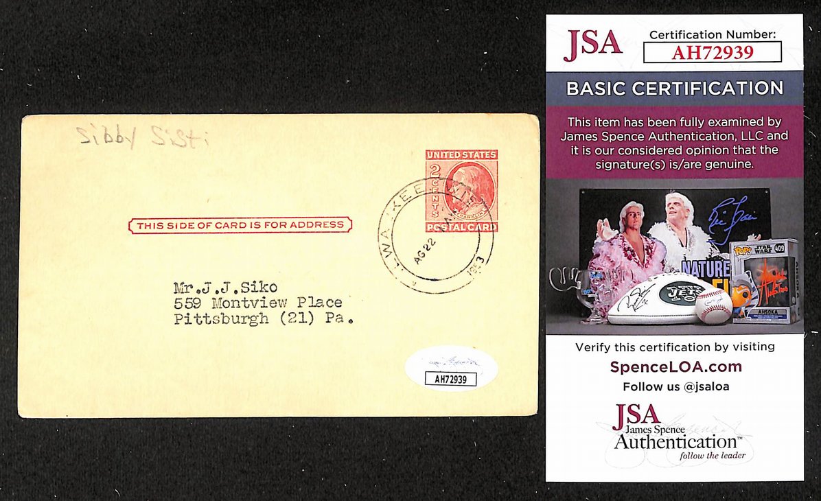 Sibby Sisti Braves Autographed/Signed 4x6 GPC Postcard JSA BA208323