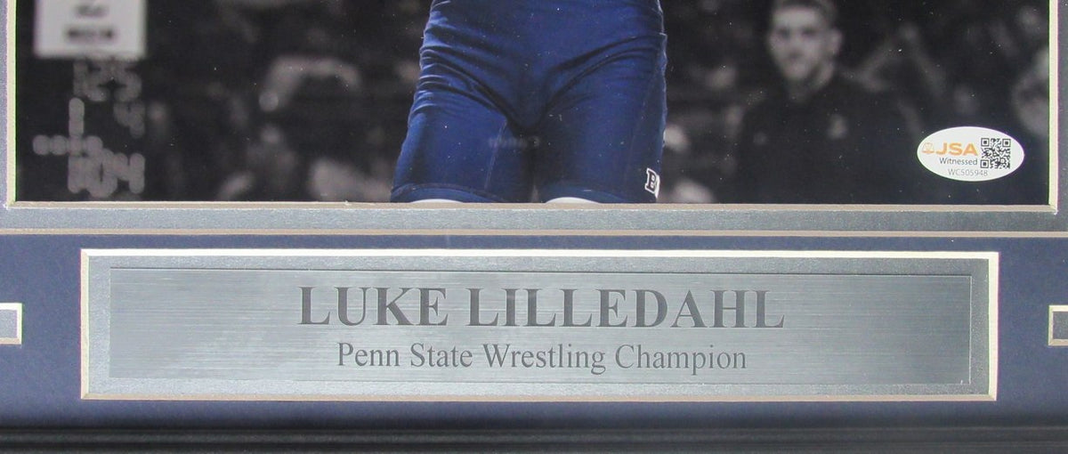 Luke Lilledahl Signed/Inscribed 8x10 Photo PSU Wrestling Framed Witness JSA 7838