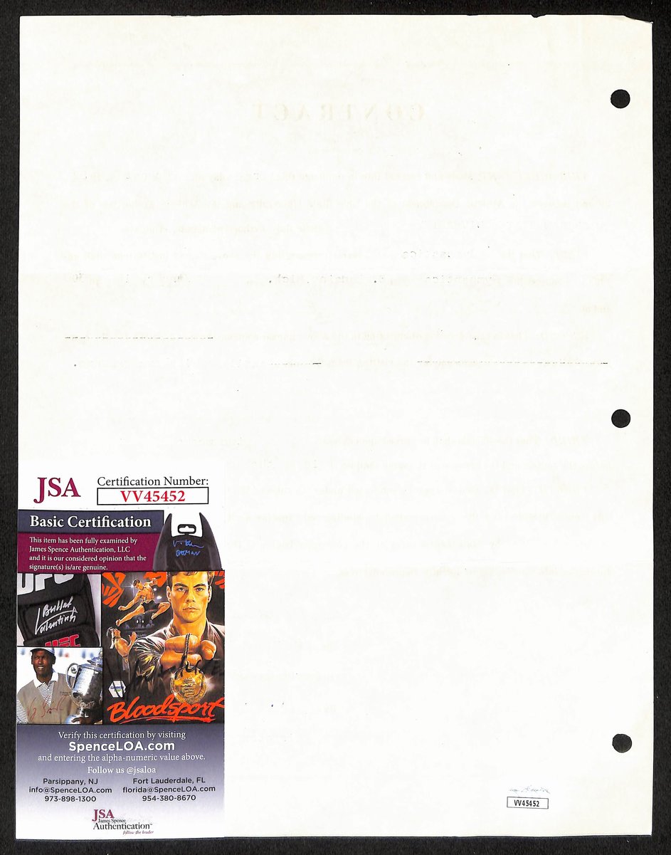 Biggie Munn HOF Michigan State Head Coach Signed/Auto Contract JSA BA199656