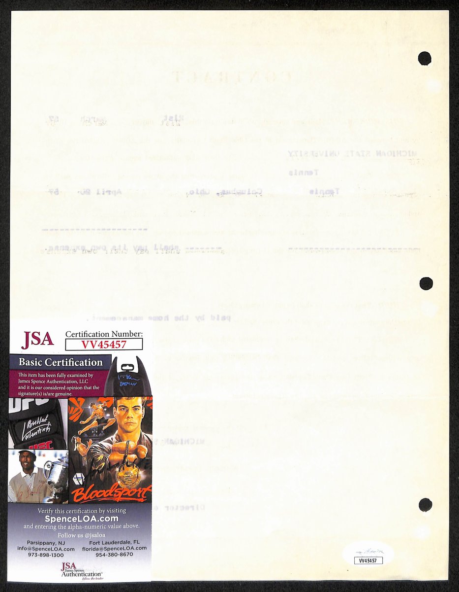 Biggie Munn HOF Michigan State Head Coach Signed/Auto Contract JSA BA199661