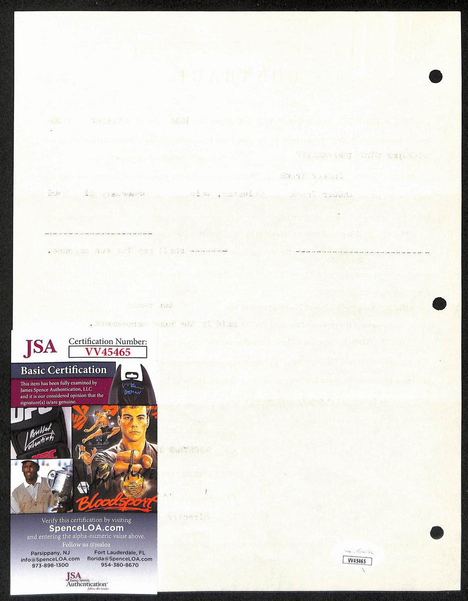 Biggie Munn HOF Michigan State Head Coach Signed/Auto Contract JSA BA199668