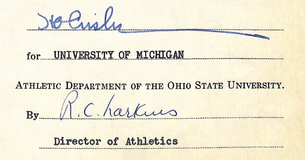 Fritz Crisler HOF Michigan Head Coach Signed/Auto Contract PSA BA198994