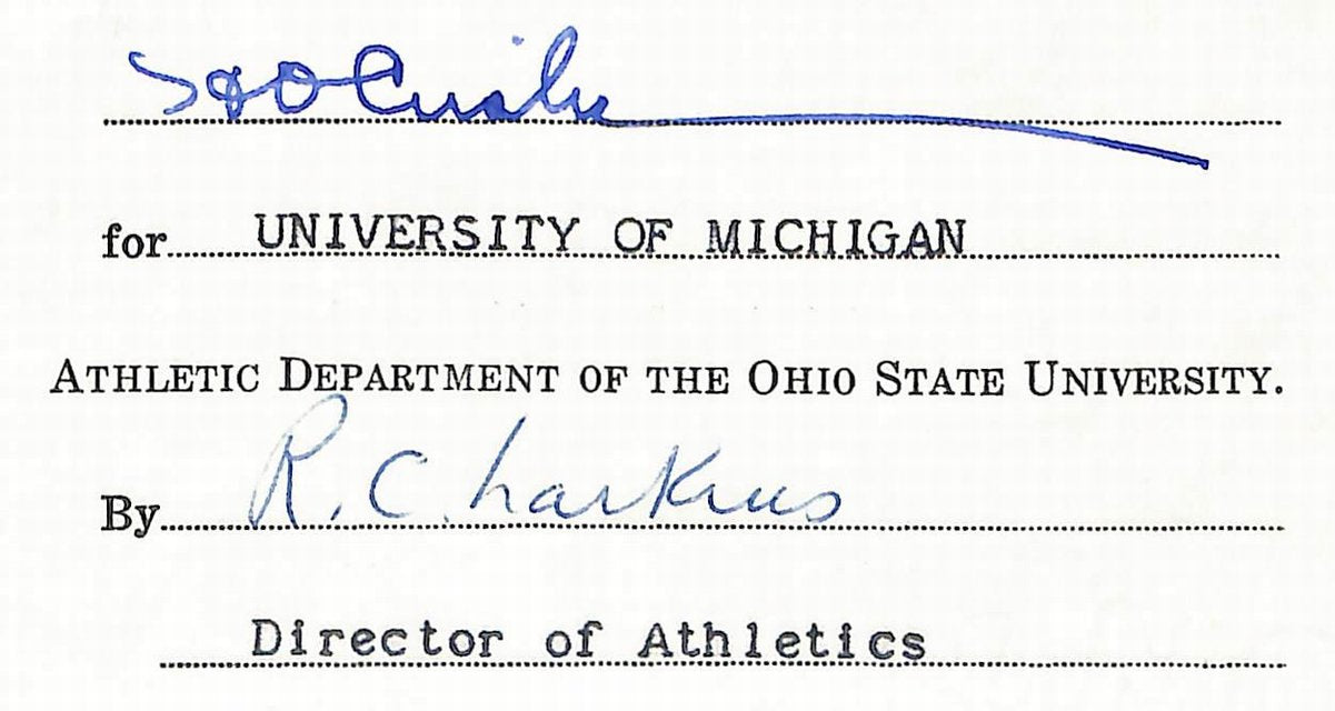 Fritz Crisler HOF Michigan Head Coach Signed/Auto Contract PSA BA198997