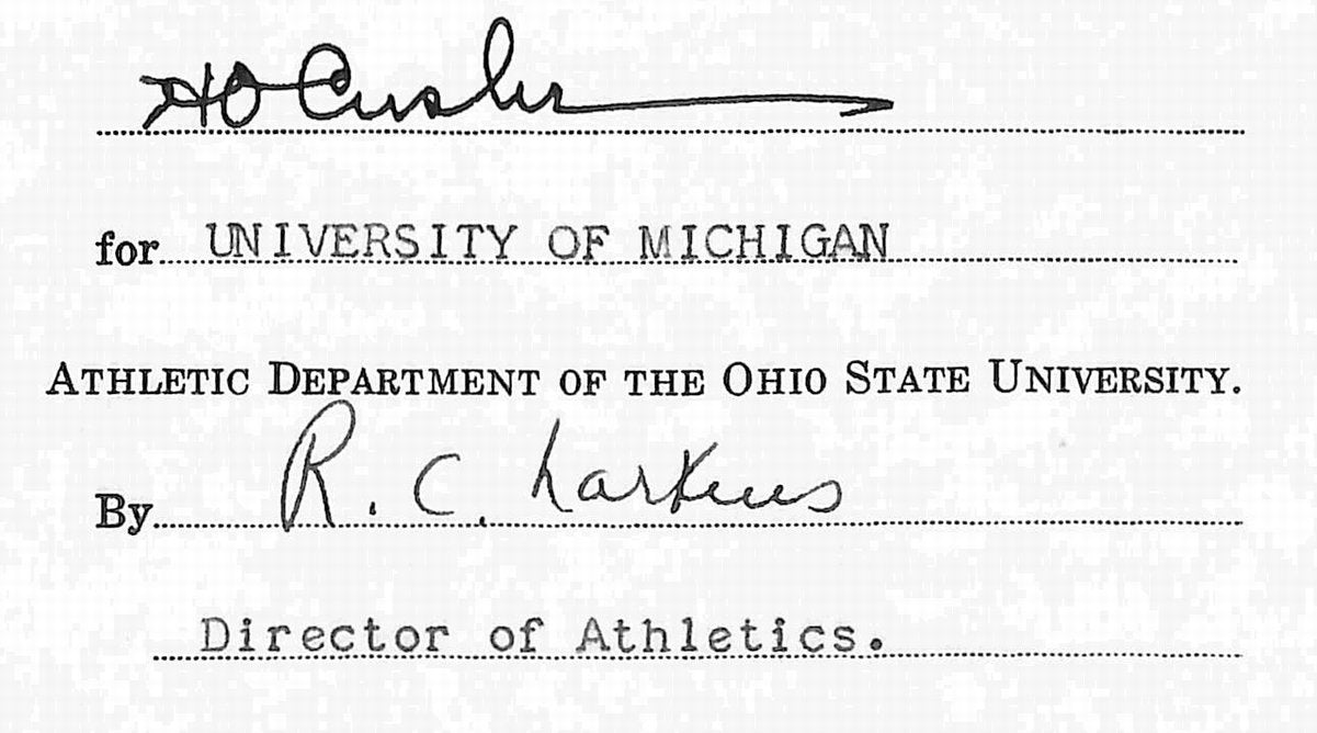 Fritz Crisler HOF Michigan Head Coach Signed/Auto Contract PSA BA199007