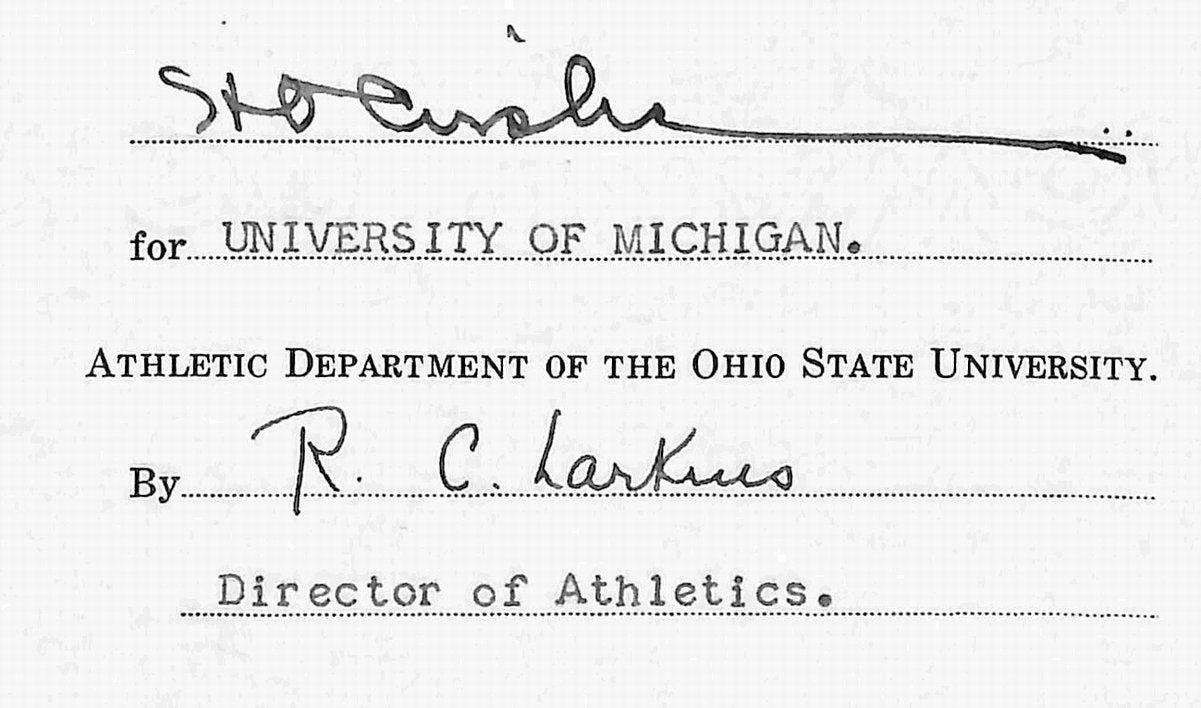 Fritz Crisler HOF Michigan Head Coach Signed/Auto Contract PSA BA199014