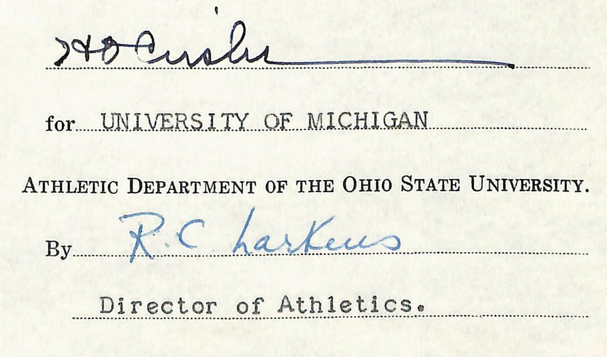 Fritz Crisler HOF Michigan Head Coach Signed/Auto Contract PSA BA199021