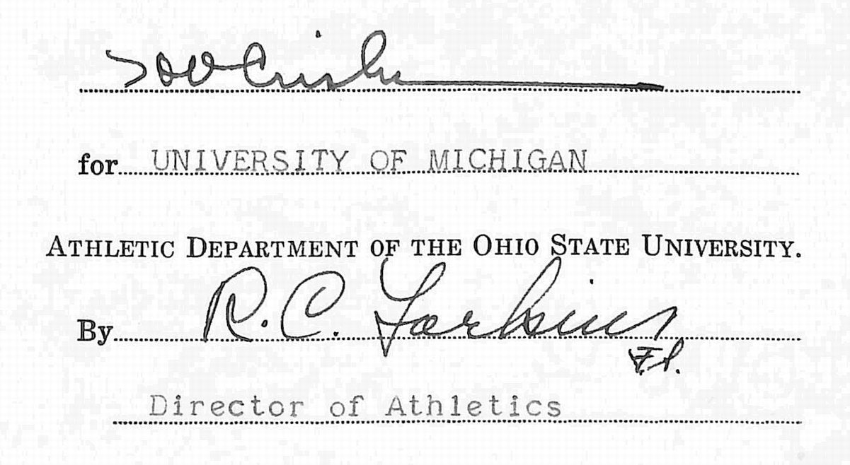 Fritz Crisler HOF Michigan Head Coach Signed/Auto Contract PSA BA199022
