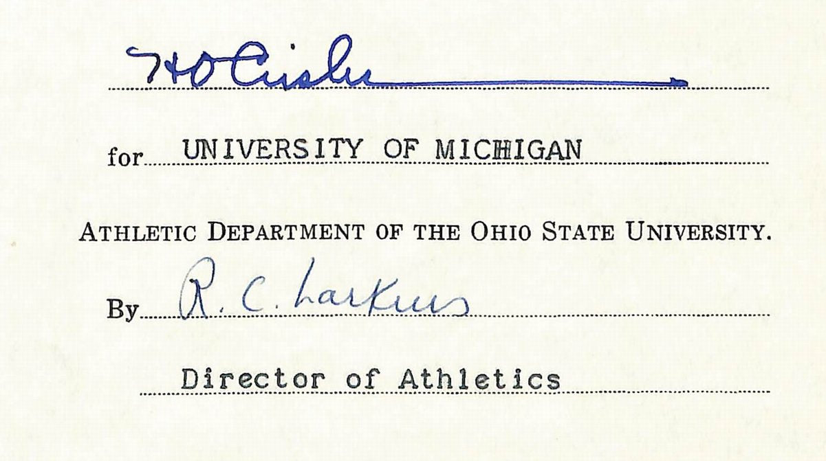 Fritz Crisler HOF Michigan Head Coach Signed/Auto Contract PSA BA199026