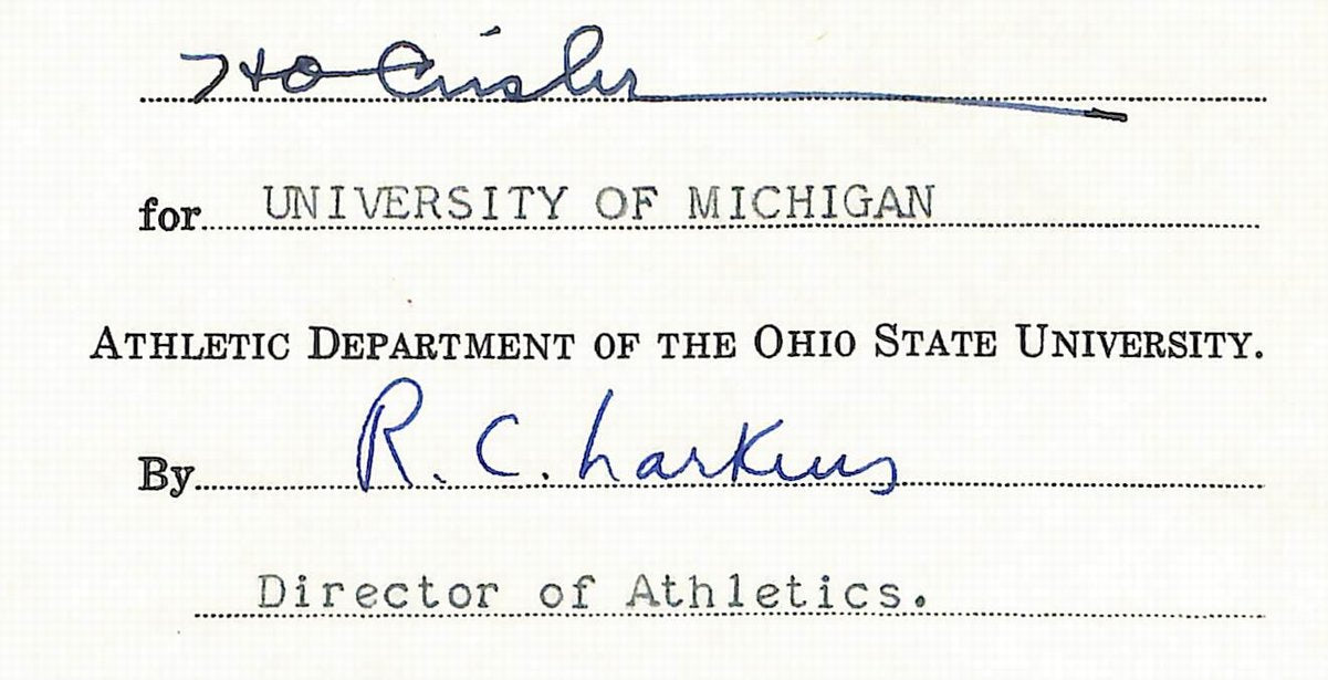 Fritz Crisler HOF Michigan Head Coach Signed/Auto Contract PSA BA199027