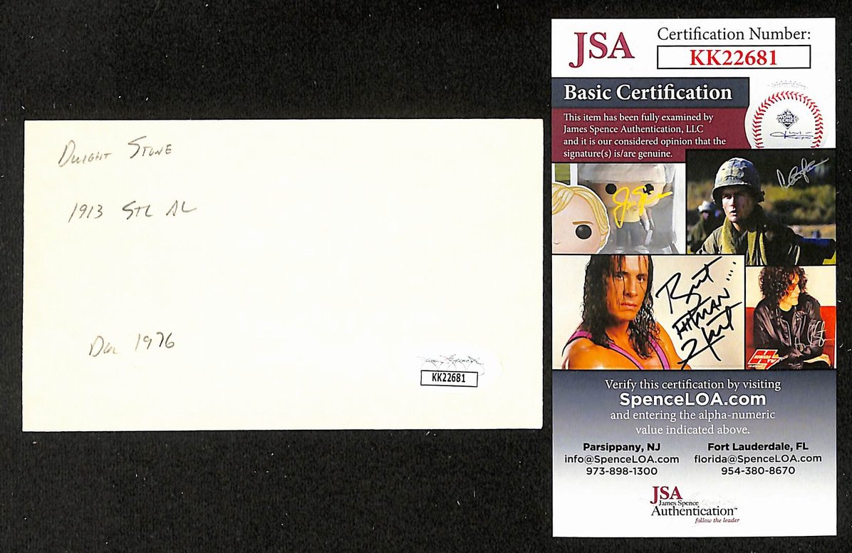 Dwight Stone Browns Autographed/Signed 3x5 Index Card JSA BA208411
