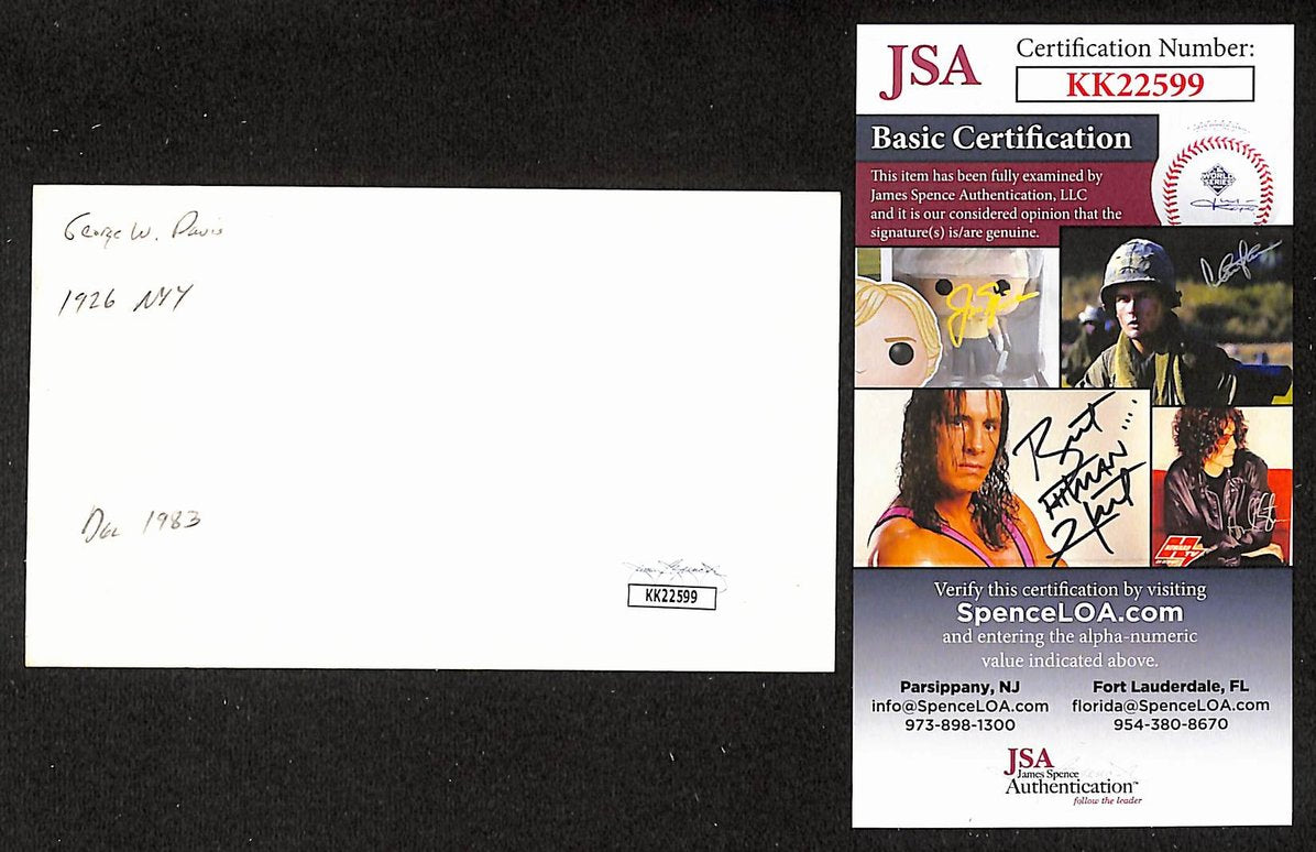 Kiddo Davis Phillies Autographed/Signed 3x5 Index Card JSA BA208432