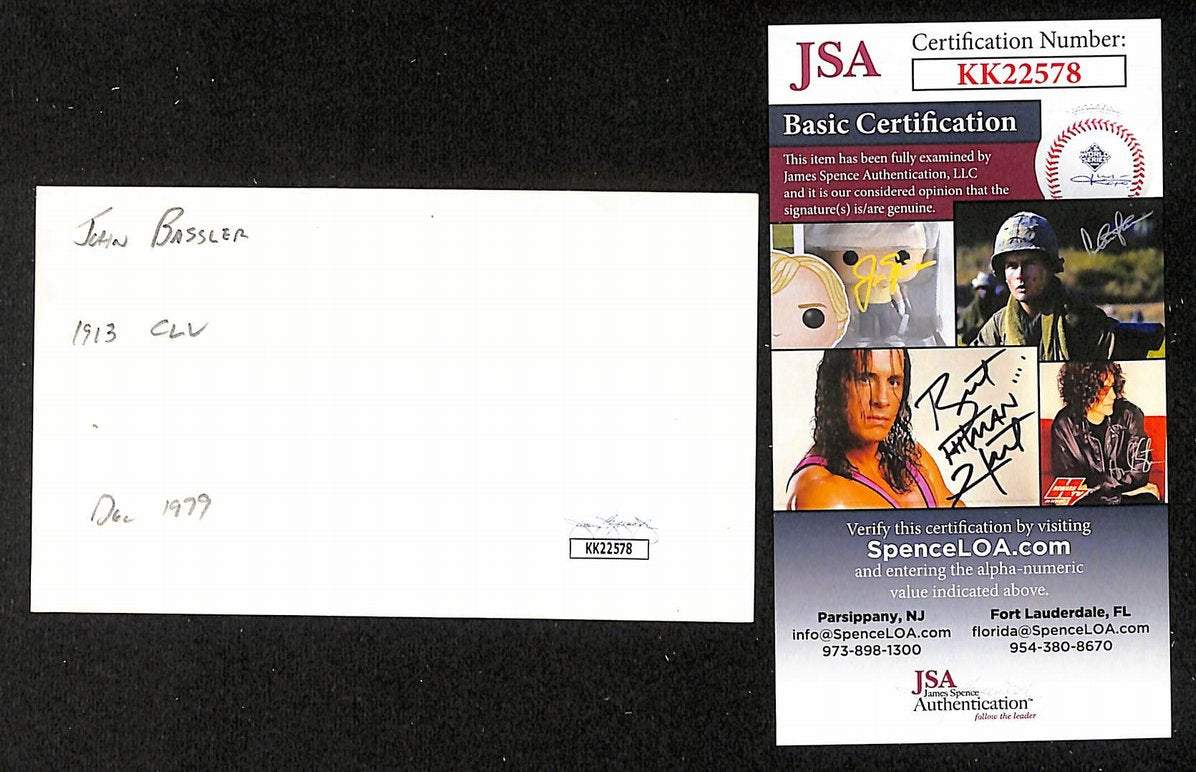John Bassler Tigers Autographed/Signed 3x5 Index Card JSA BA208441