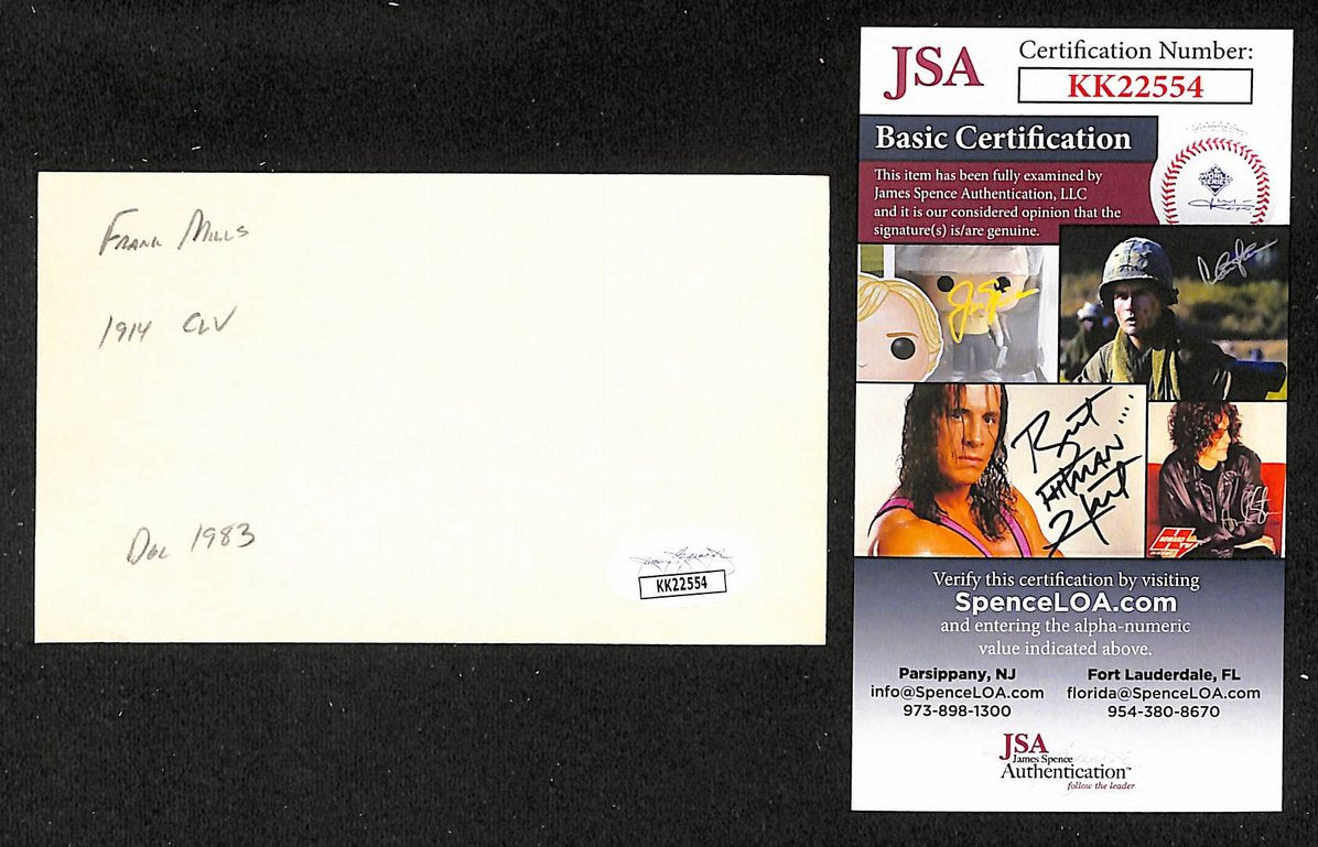 Frank Mills Naps Autographed/Signed 3x5 Index Card JSA BA208452