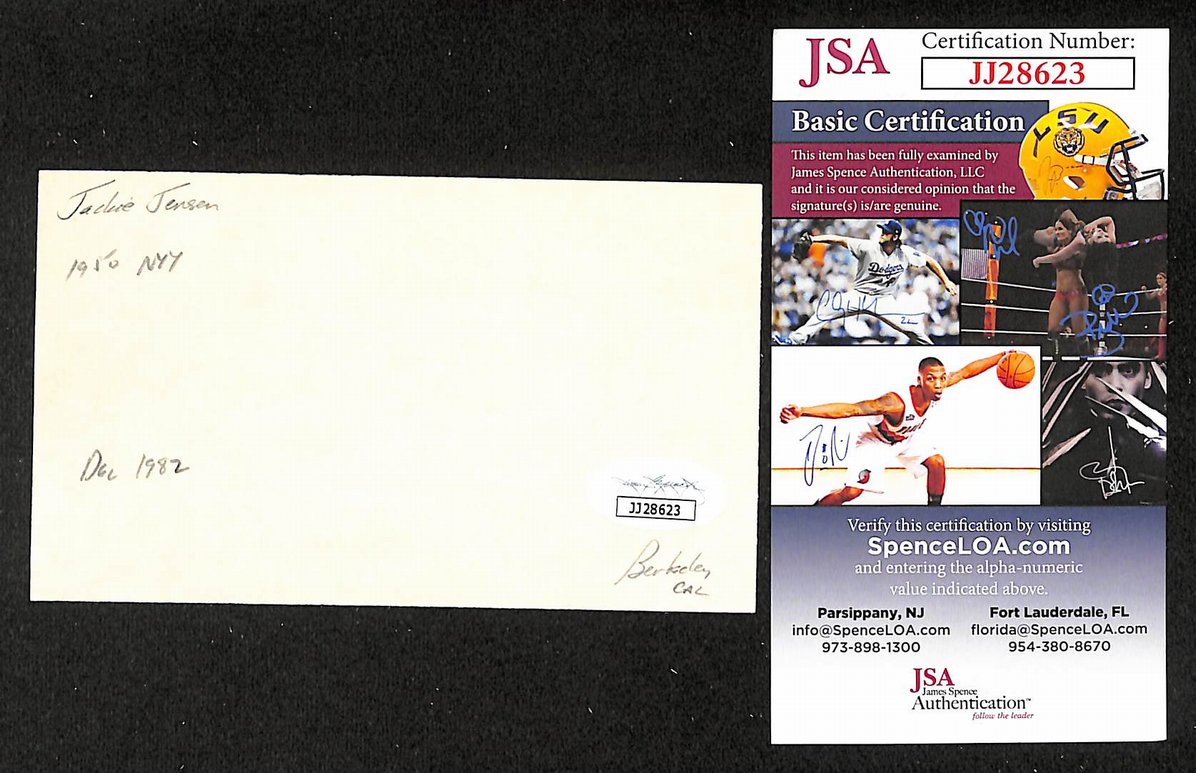 Jackie Jensen Yankees Autographed/Signed 3x5 Index Card JSA BA208510