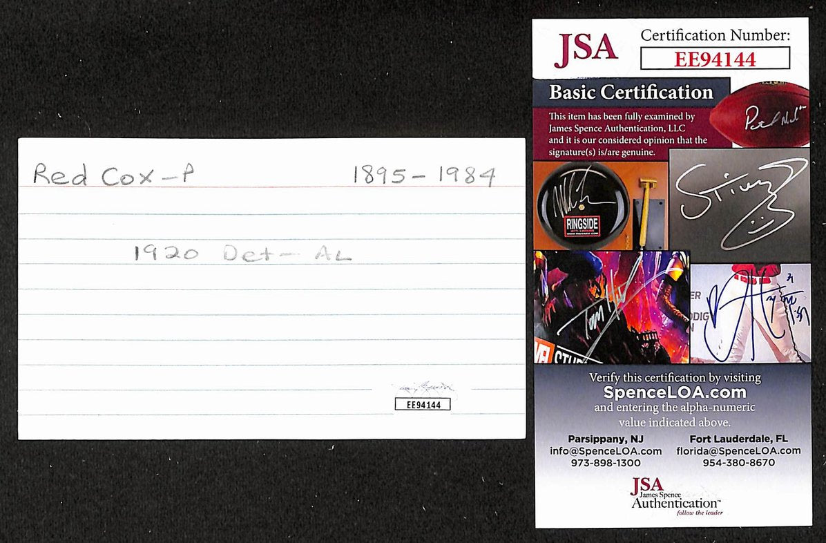 Plateau Rex Red Cox Tigers Autographed/Signed 3x5 Index Card JSA BA208540