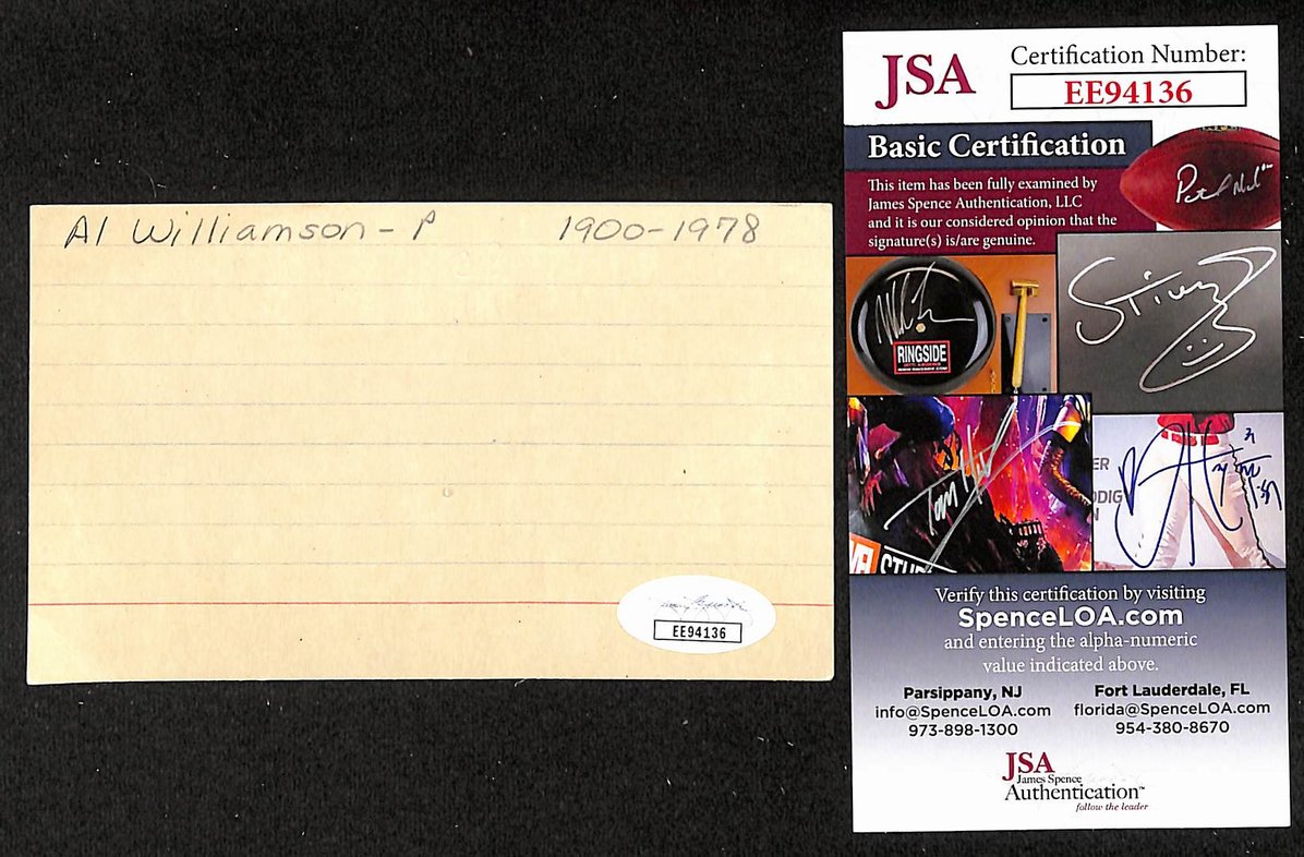 Al Williamson White Sox Autographed/Signed 3x5 Index Card JSA BA208546