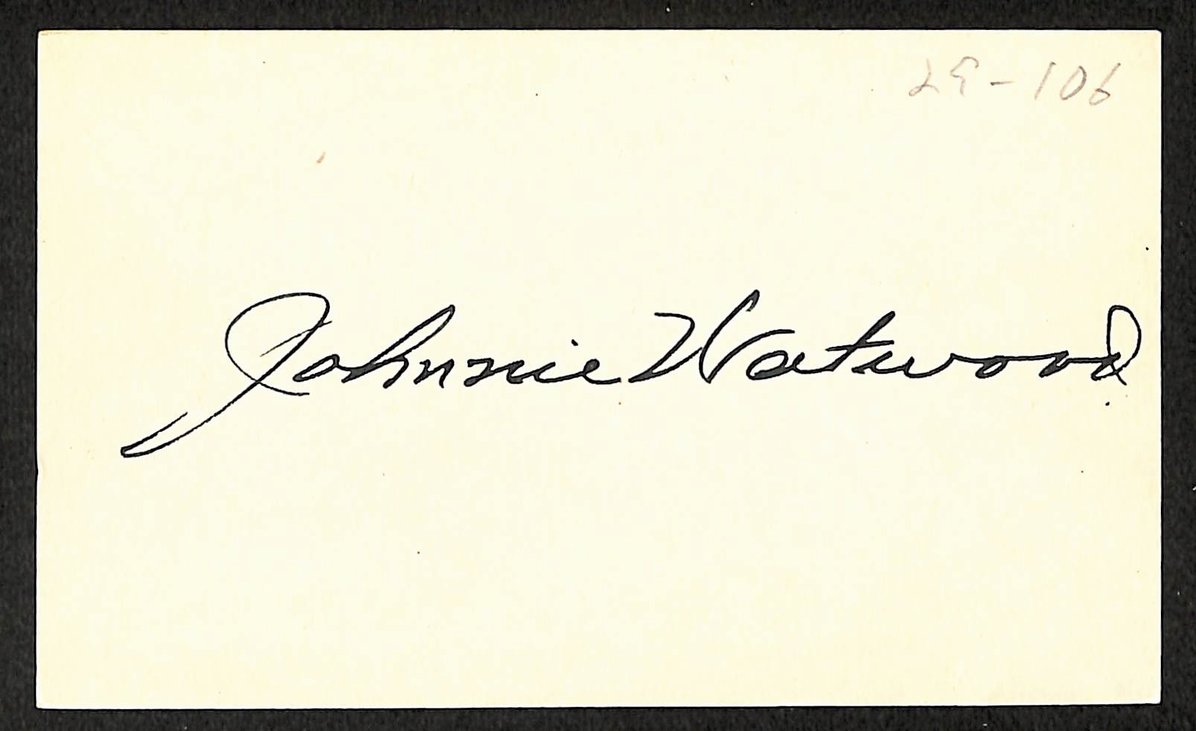 Johnny Watwood White Sox Autographed/Signed 3x5 Index Card JSA BA207866