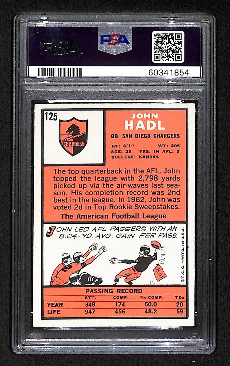 John Hadl San Diego Chargers 1966 Topps #125 PSA 5 BA204967